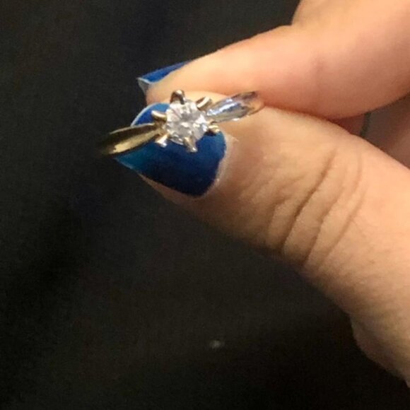 Rhodium-Plated Yellow Gold Ring Size 8 - Picture 3 of 3